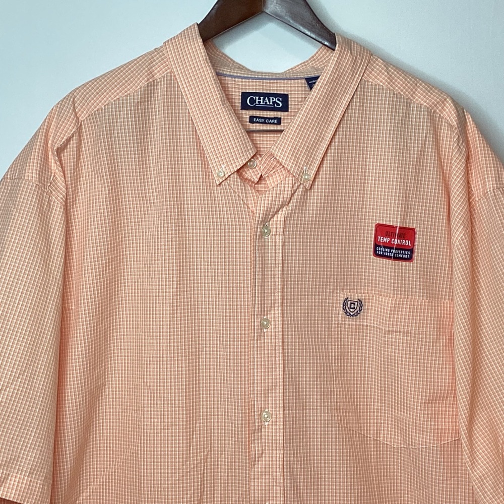 Mens Chaps Easy‎ Care Temp Control Short Sleeve Button Down Plaid Shirt - Picture 3 of 14